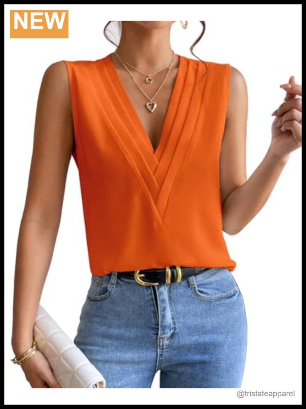 Women's Sleeveless Chiffon V-Neck Blouse Business Casual Top